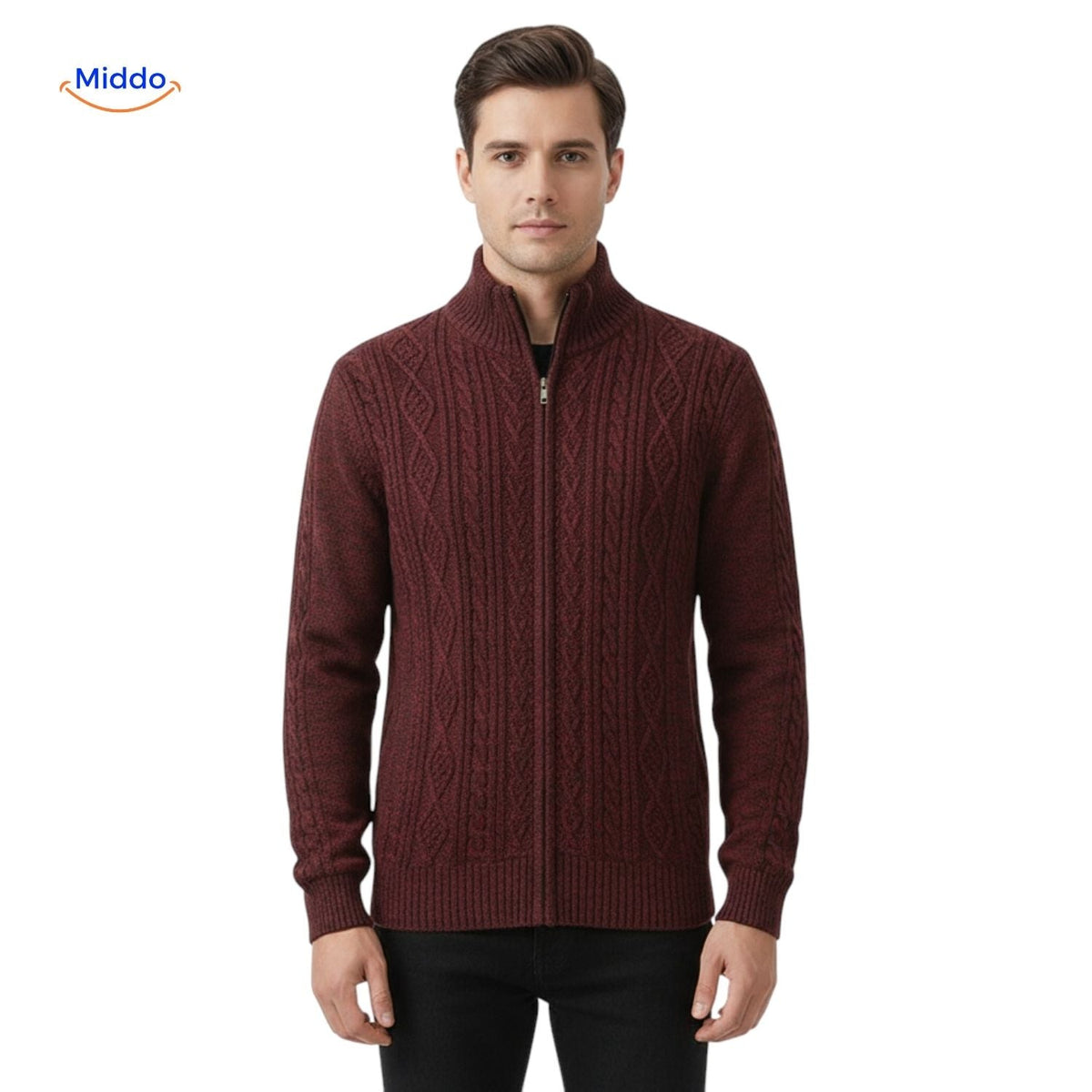 Gefütterte Strickweste für Herren - warm, weiches Futter, Reißverschluss, Rippbündchen, lässig, stilvoll, bequem, für den täglichen Gebrauch | Sansoti