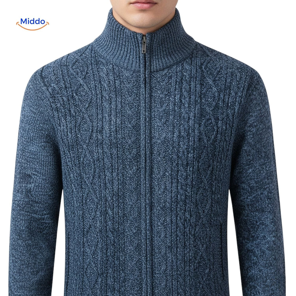 Gefütterte Strickweste für Herren - warm, weiches Futter, Reißverschluss, Rippbündchen, lässig, stilvoll, bequem, für den täglichen Gebrauch | Sansoti