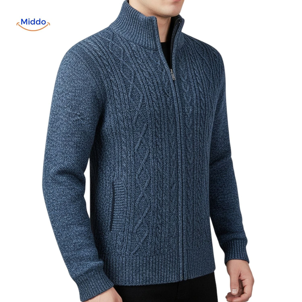 Gefütterte Strickweste für Herren - warm, weiches Futter, Reißverschluss, Rippbündchen, lässig, stilvoll, bequem, für den täglichen Gebrauch | Sansoti