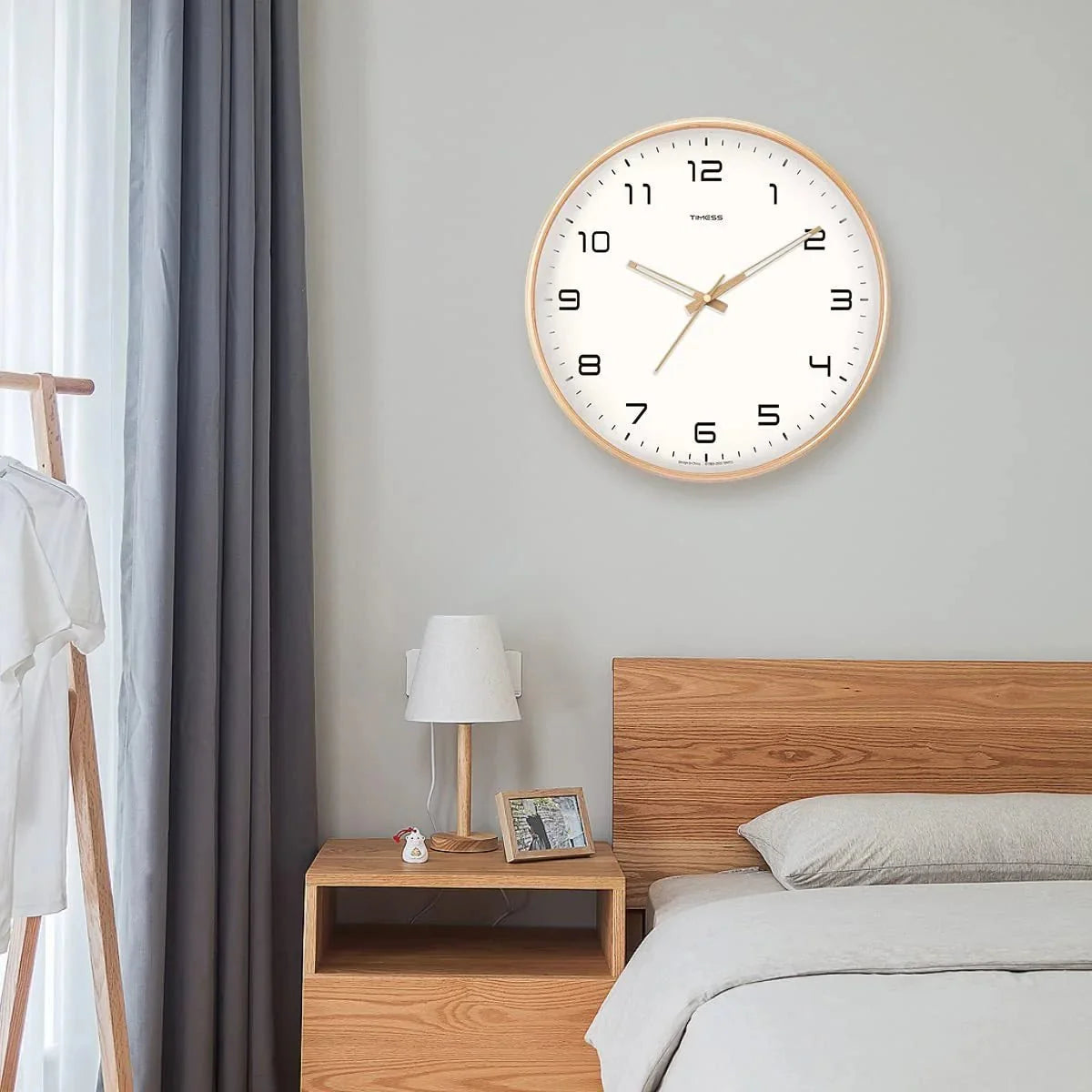 Houten Wandklok Analoog Minimalistisch Design Naturel Crème Bruin Woonkamer Keuken Kantoor Stil Uurwerk | Sansoti