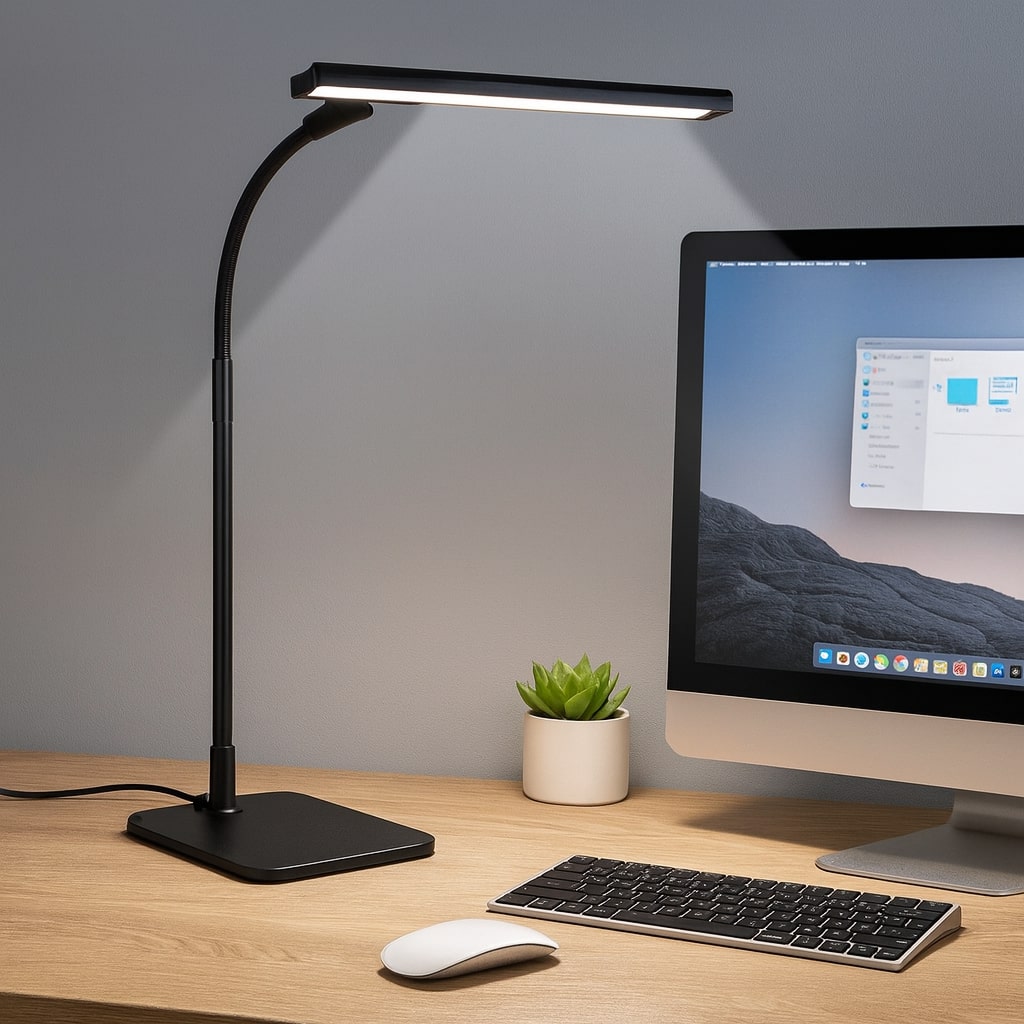 Verstellbare Schreibtischlampe mit Dimmfunktion – Flexible Arm-Tischleuchte für Büro, Arbeitszimmer und Homeoffice | Sansoti