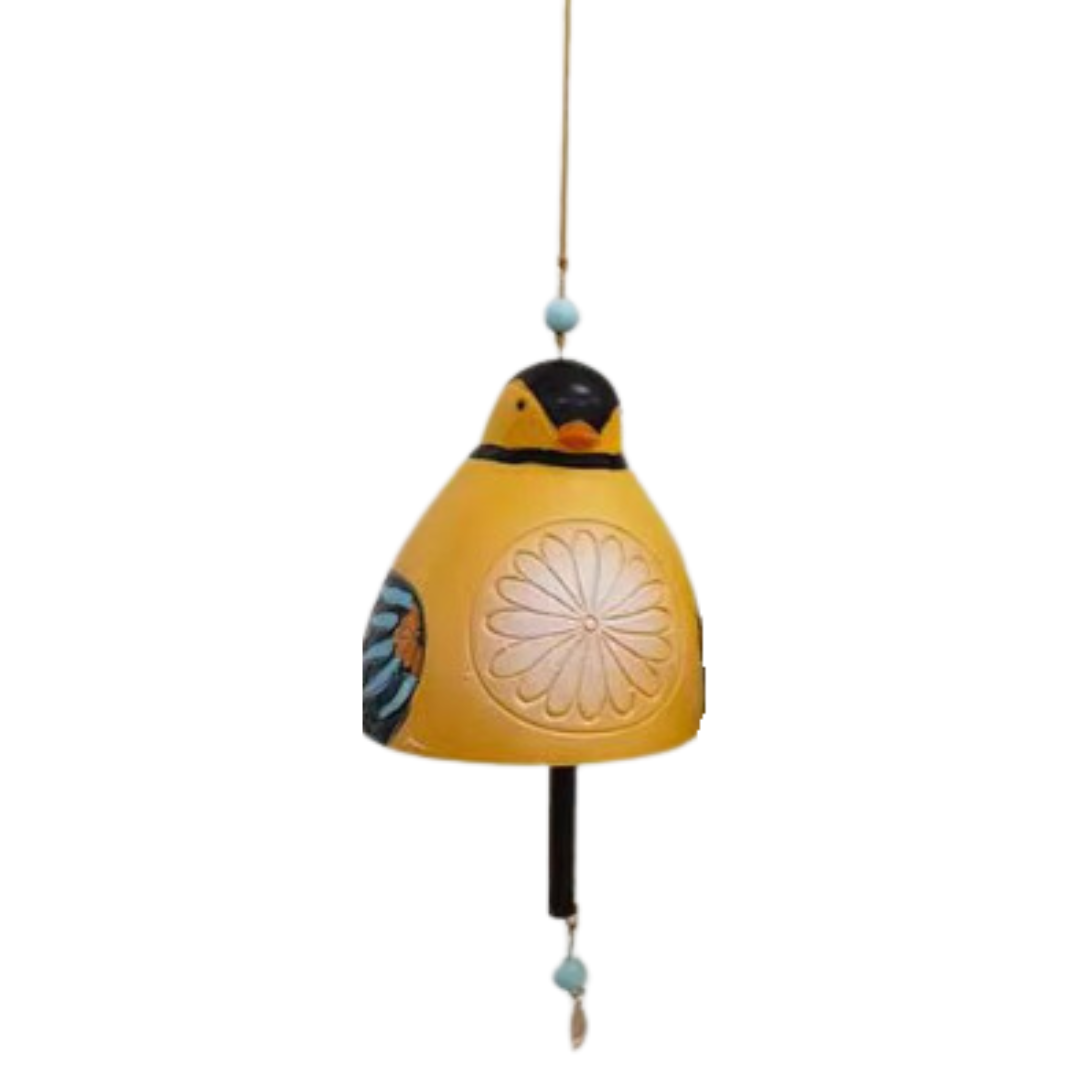 Hand-Painted Bird Clock Wind Chime Made of Resin for Garden and Balcony 6 Nature-Themed Designs with Cord Decoration | Sansoti