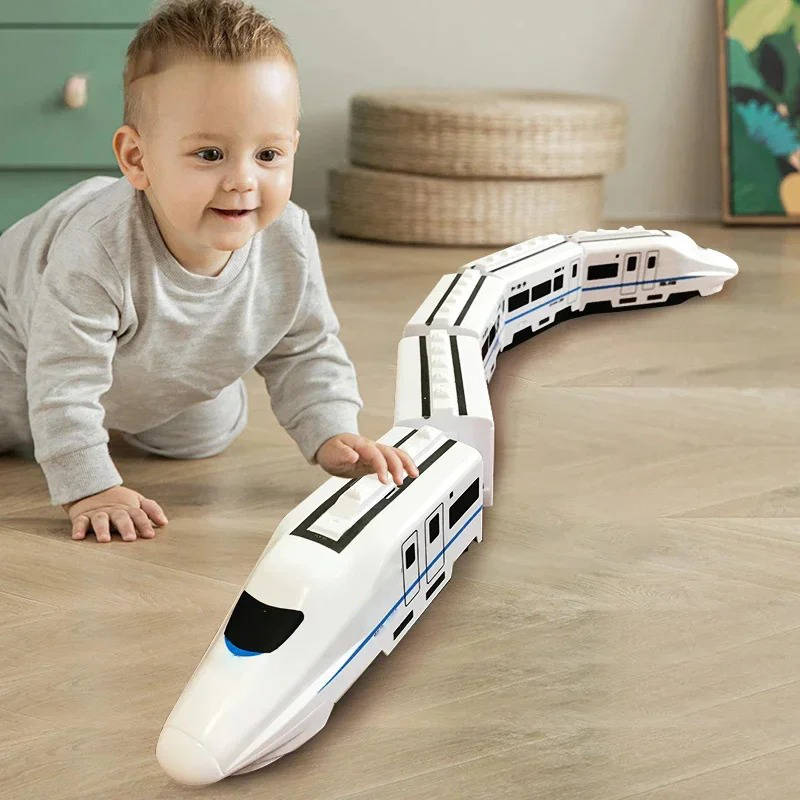 Electric Train Set with Sound and Lights for Toddlers - Interactive Toy, 4 Wagons, Educational | Sansoti