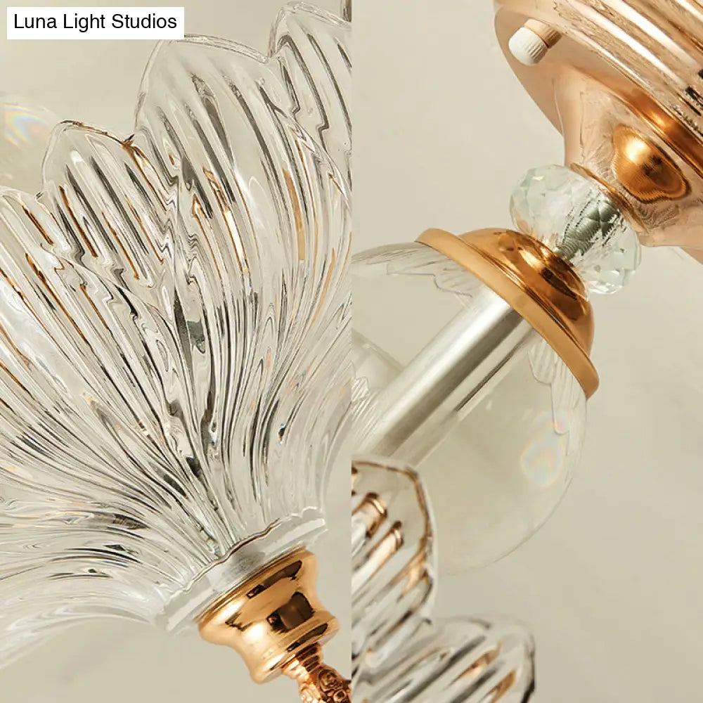 Kristallen Plafondlamp 3-Lichts met Golfrand Zwart Goud 30cm 40cm Semi-Flush Klassiek Design voor Eetkamer | Sansoti