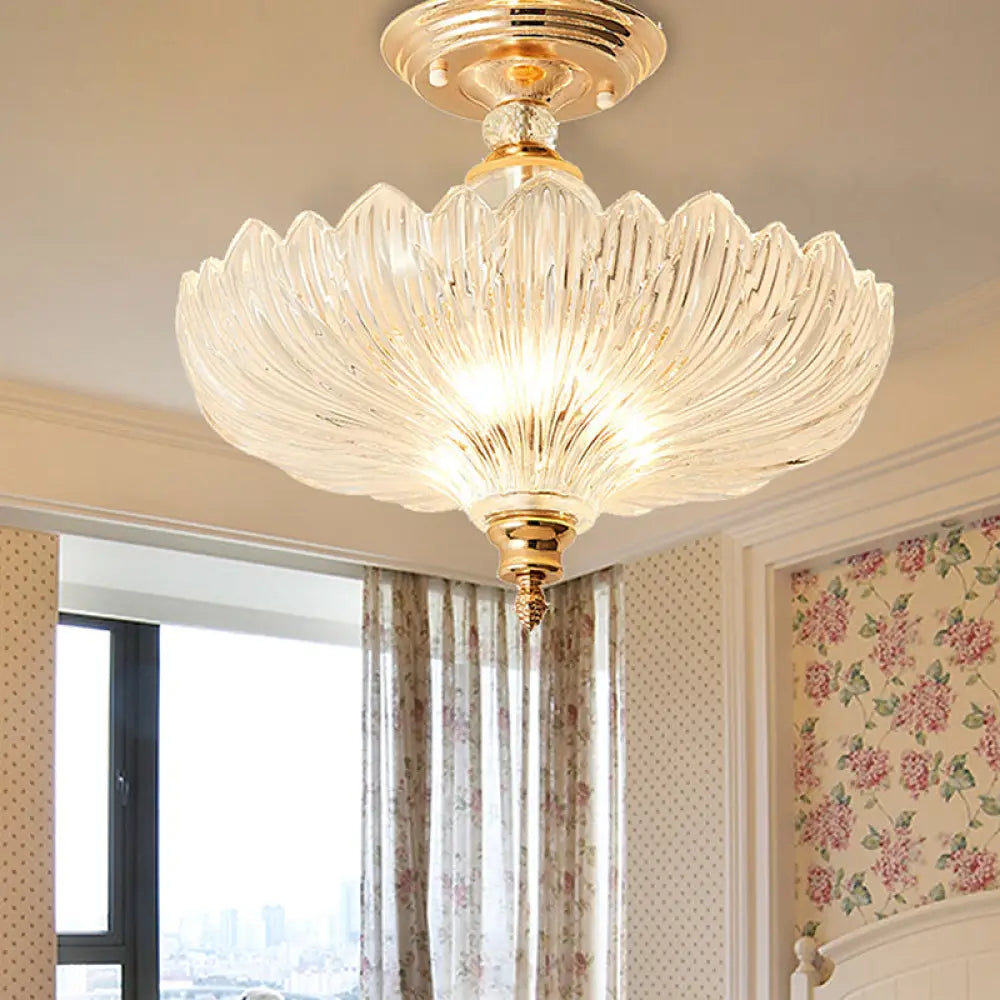 Kristallen Plafondlamp 3-Lichts met Golfrand Zwart Goud 30cm 40cm Semi-Flush Klassiek Design voor Eetkamer | Sansoti