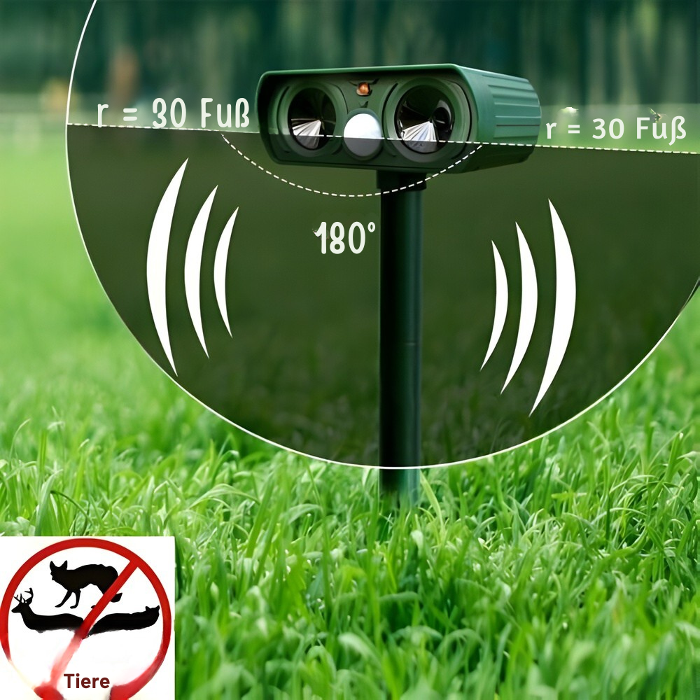 Zonne-energie Dierverschrikker Ultraschall 8-10m Bereik IP66 Waterdicht 13,5-45,5kHz Frequentie Tuin | Sansoti
