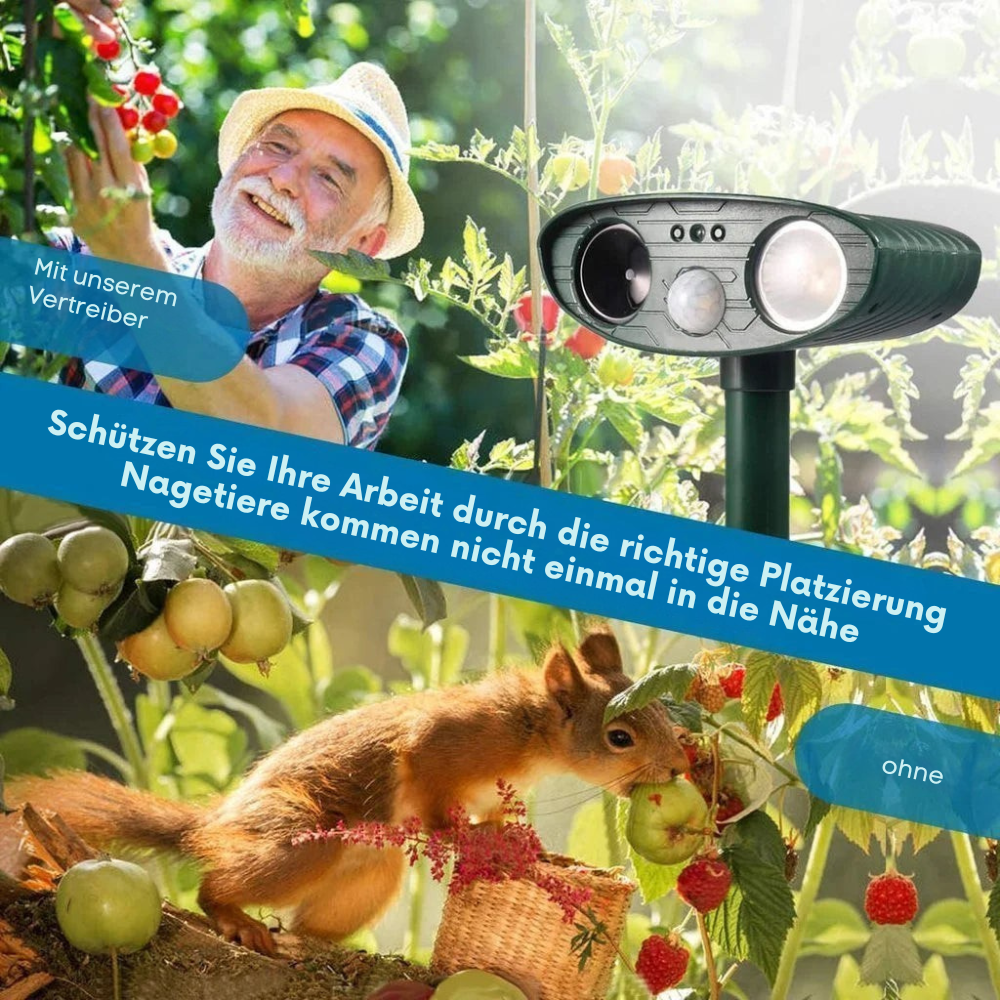 Solar Animal Repeller with Ultrasonic Sound 4-Piece Set – PIR 9.14m Range – 18–40 kHz Frequency – 110° Detection Angle for Garden and Wildlife Protection | Sansoti