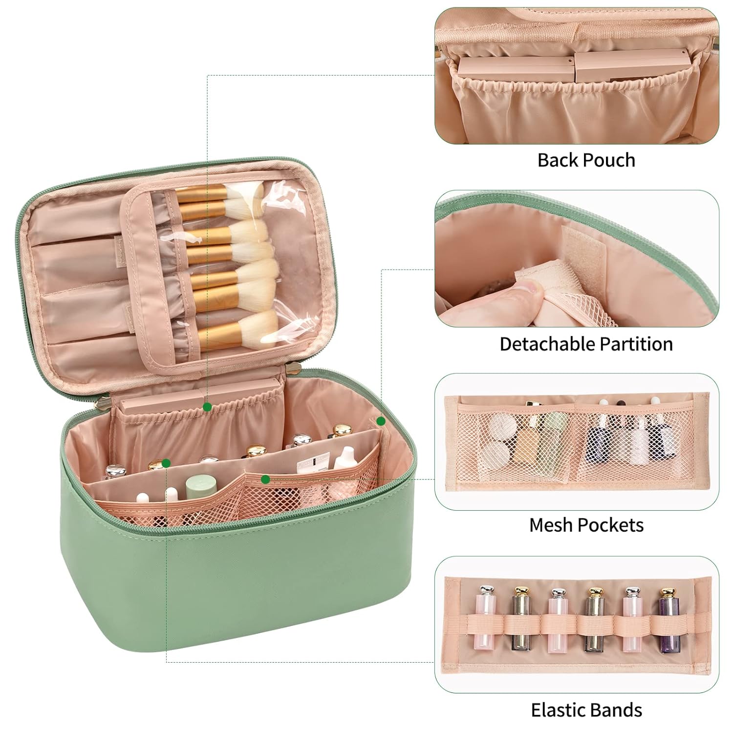 Cosmetica Organizer met Verstelbare Scheidingswanden en Handgreep | Draagbare Make-up Koffer voor Reizen en Thuis | Sansoti