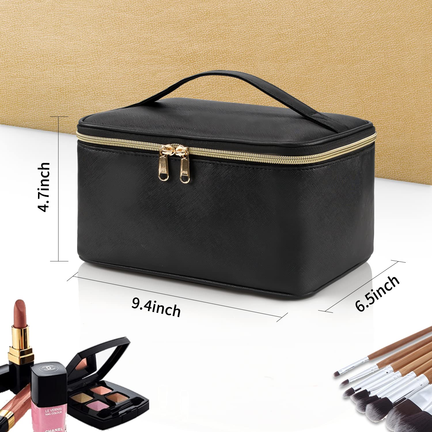 Cosmetica Organizer met Verstelbare Scheidingswanden en Handgreep | Draagbare Make-up Koffer voor Reizen en Thuis | Sansoti