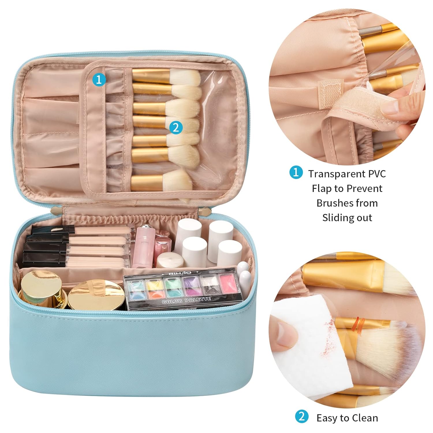 Cosmetica Organizer met Verstelbare Scheidingswanden en Handgreep | Draagbare Make-up Koffer voor Reizen en Thuis | Sansoti
