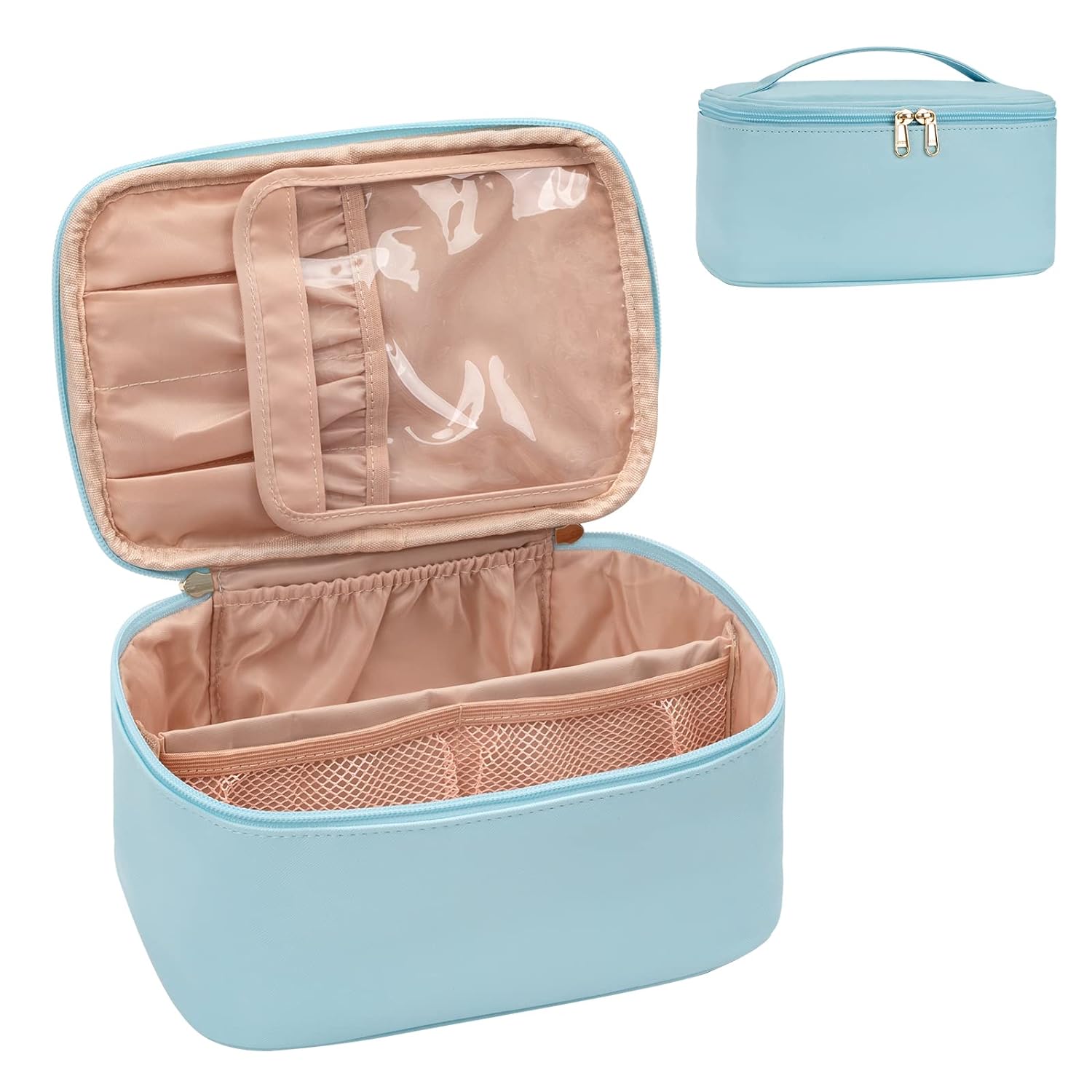 Cosmetica Organizer met Verstelbare Scheidingswanden en Handgreep | Draagbare Make-up Koffer voor Reizen en Thuis | Sansoti