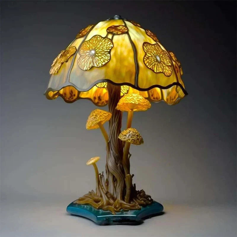 Lampe de table Champignon Aspect Vitrail Résine Colorée Lampe d'ambiance Chambre d'enfant Salon | Restfield