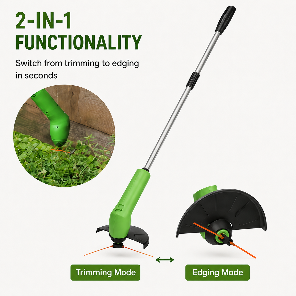 Mini Grastrimmer Oplaadbaar Draadloos – Lichtgewicht Verstelbare Grassnijder voor Tuin en Gazon | Sansoti