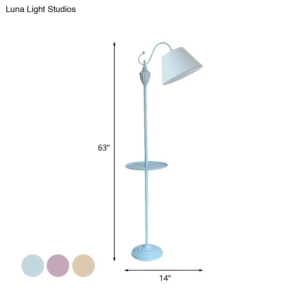 Staande Lamp met Stoffen Kap en Opbergplateau 160cm - Roze Blauw Geel Groen - E26/E27 Fitting - Moderne Vloerlamp | Sansoti