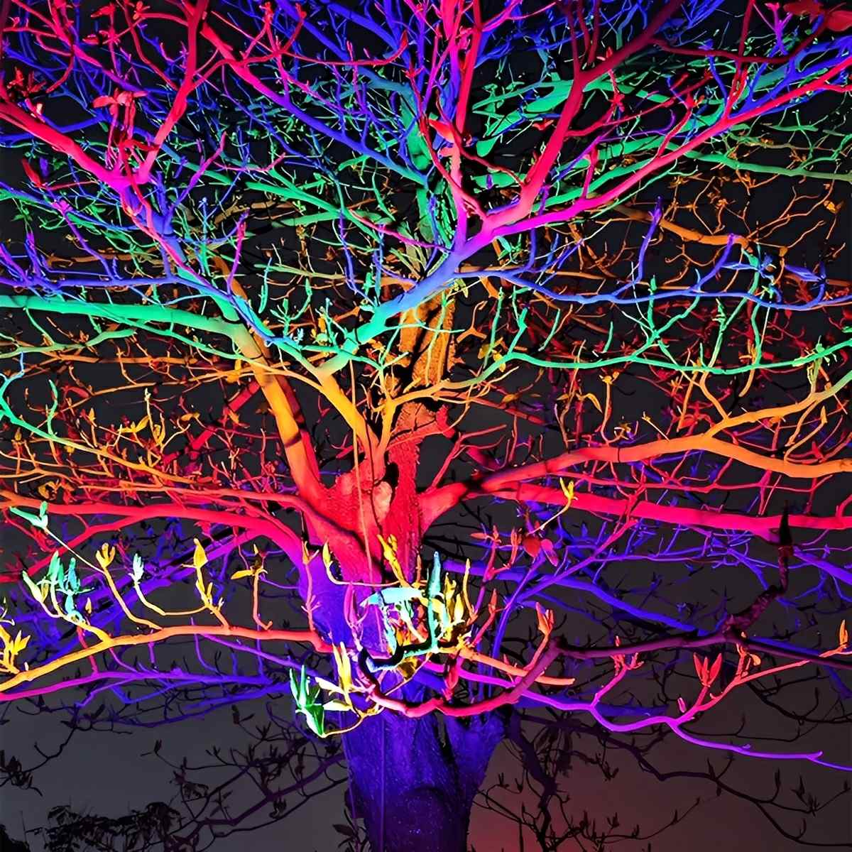 Projecteur extérieur RGB LED 50W Noir Jardin Façade Arbre Éclairage IP65 Projecteur changeant de couleur Spot paysager Télécommande Extérieur | Restfield