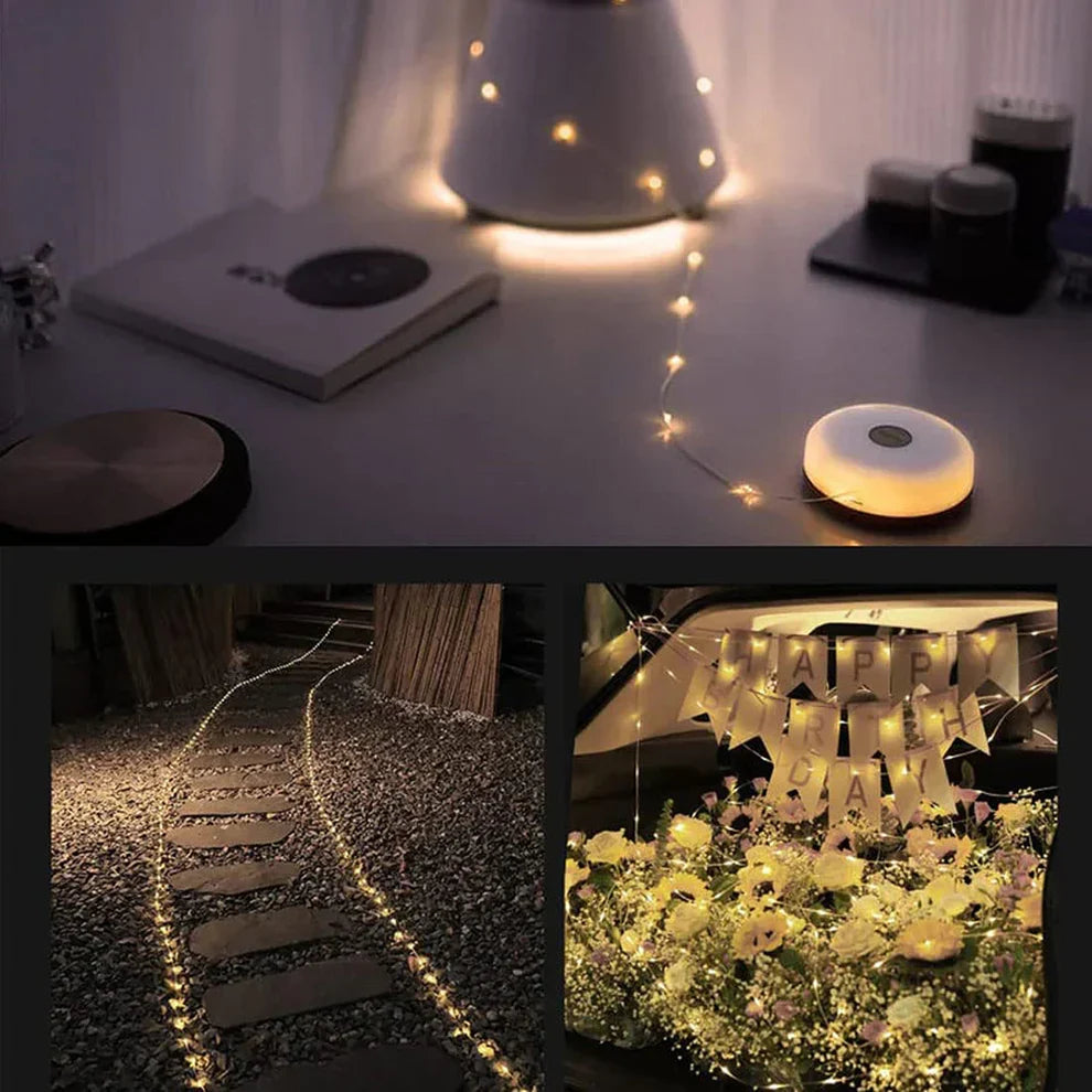 Oplaadbare LED-lichtsnoer 10 meter 100 lampjes IP65 waterdicht 8 modi USB tuin camping feestverlichting | Sansoti