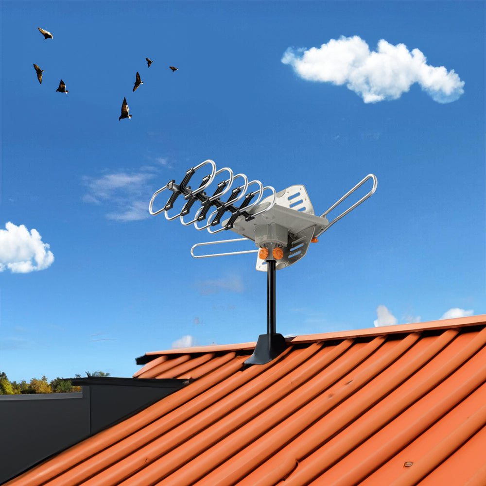 Digitale Außenantenne 4K UHF VHF 360°-Empfang HD-TV-Signalverstärker Outdoor-Antenne mit 10-m-Kabel DVB-T2 | Sansoti