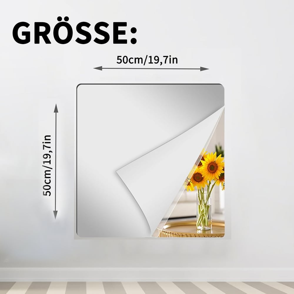 Buigbare Spiegelfolie Onbreekbaar PET 60x200 50x100 Zelfklevend Veilig Kindvriendelijk Interieur Decoratie | Sansoti