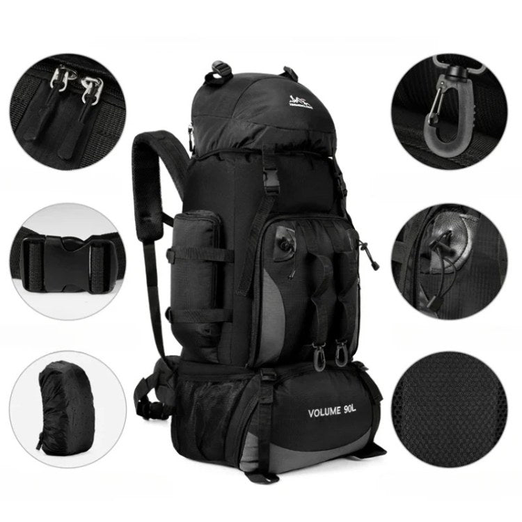 Wasserdichter 90-L-Rucksack zum Wandern, Trekking und Camping, ultraleicht, für Reisen, Outdoor-Aktivitäten, Survival und Bergsteigen | Sansoti