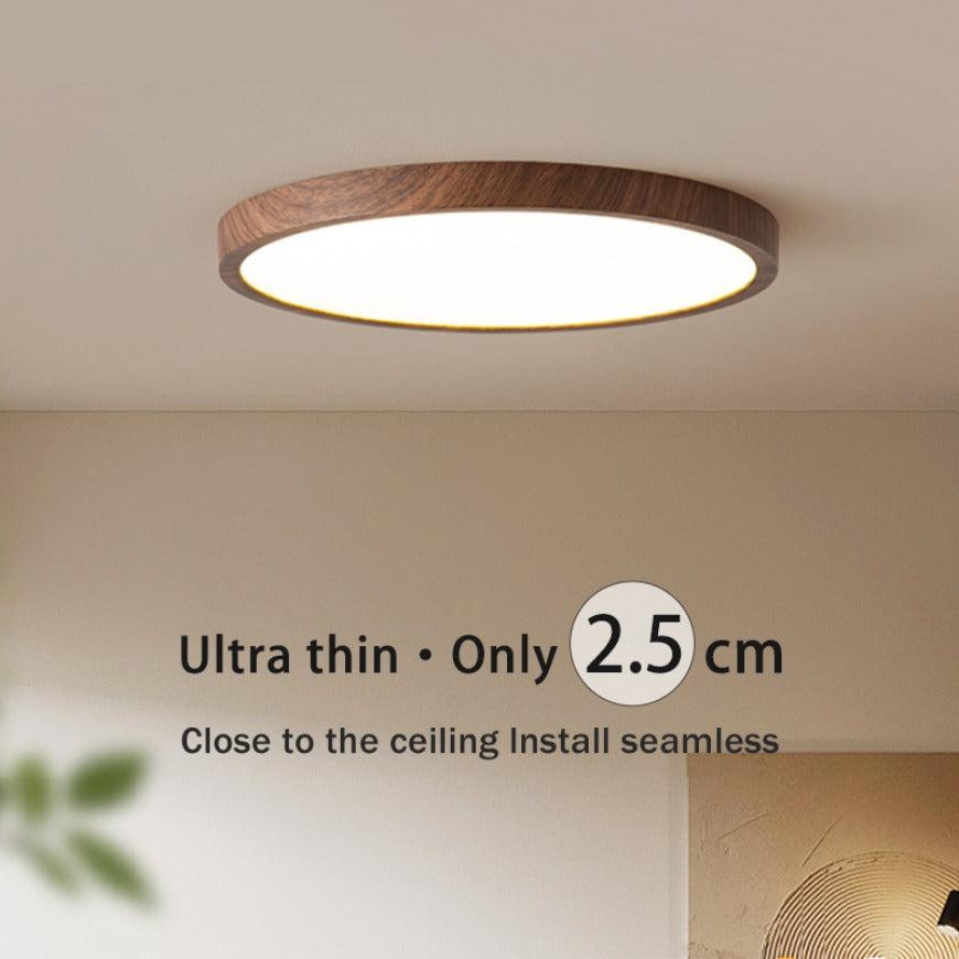 Runde Deckenleuchte Holzoptik LED Dimmbar Ultraberuhigtes Design Wohnzimmer Schlafzimmer Skandinavische Beleuchtung | Sansoti