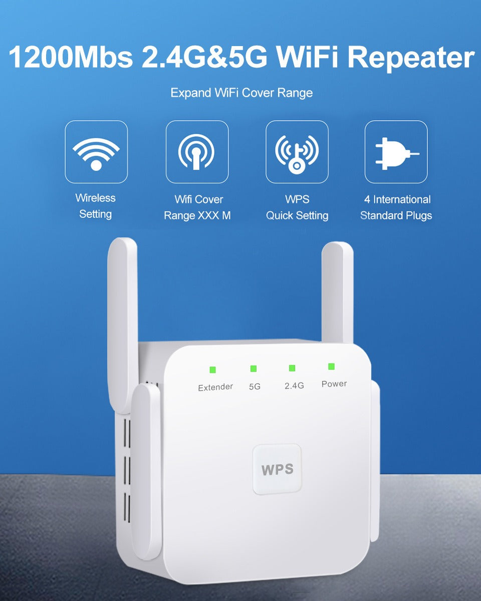 Drahtloser WLAN-Signalverstärker 5G Dualband 1200 Mbps Repeater-Router für Zuhause Büro und unterwegs | Sansoti