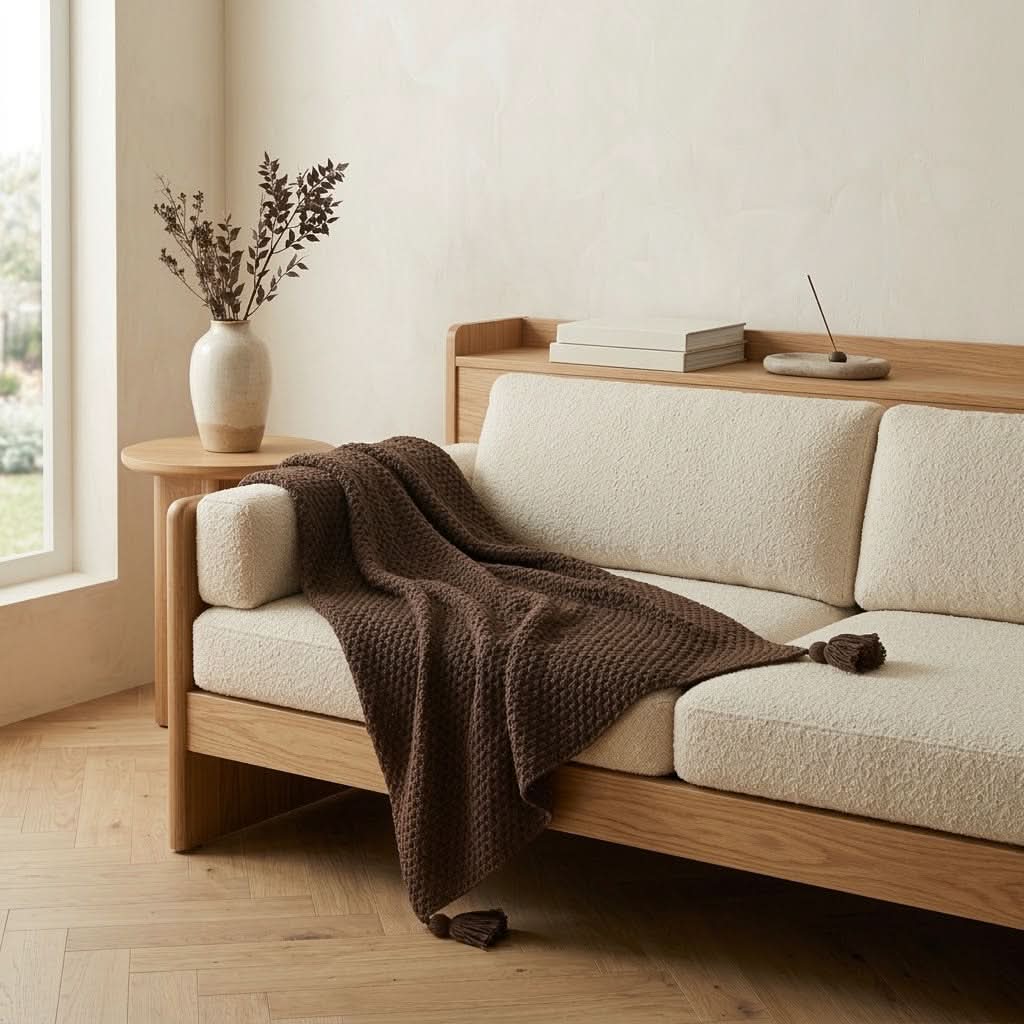 Gebreide Plaid met Kwastjes Scandinavische Stijl voor Bank Bed Fauteuil Woonkamer Decoratief Zacht Warm | Sansoti