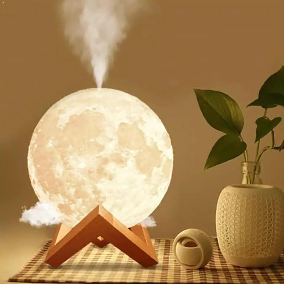 Humidificateur d’air en forme de lune avec fonction veilleuse, 880 ml, brume froide et aromathérapie pour la chambre et le bien-être | Sansoti