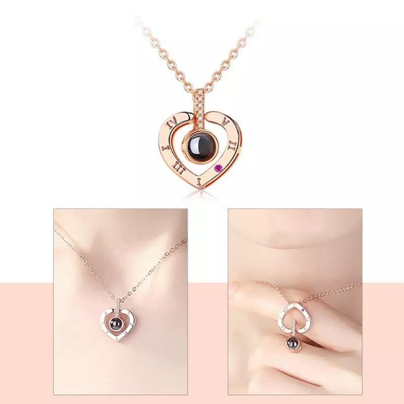 Herzförmige Halskette mit Projektion aus 925er-Silber, romantisches Geschenk, Strass-Anhänger, eleganter Schmuck für Frauen | Sansoti