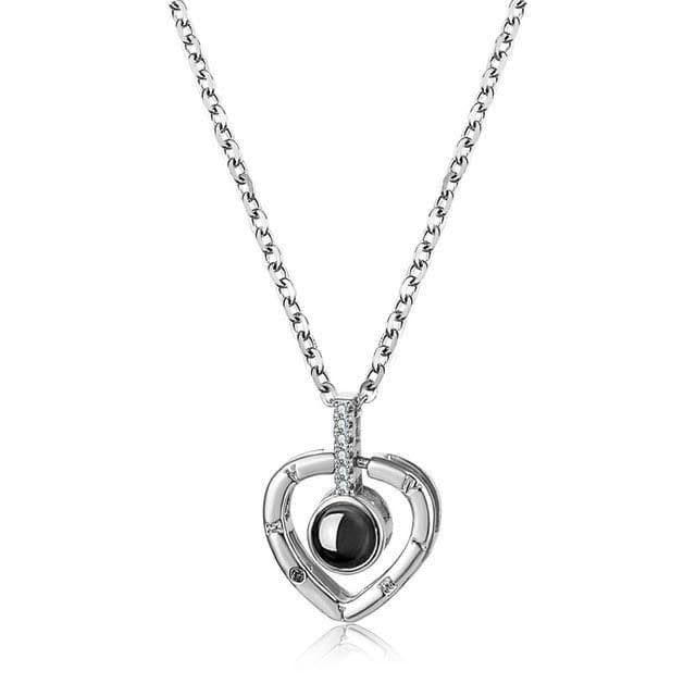 Herzförmige Halskette mit Projektion aus 925er-Silber, romantisches Geschenk, Strass-Anhänger, eleganter Schmuck für Frauen | Sansoti