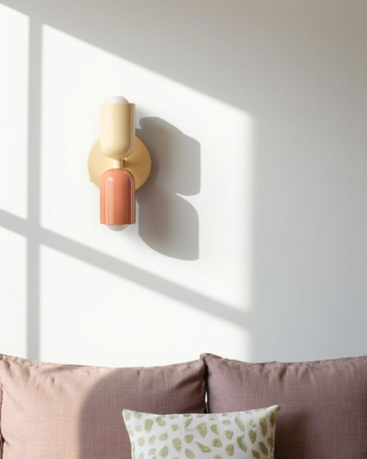 Dubbele Wandlamp met Ronde Lampenkappen – Modern Design in Groen, Beige, Rood of Roze – Sfeerverlichting voor Slaapkamer, Woonkamer en Hal | Sansoti
