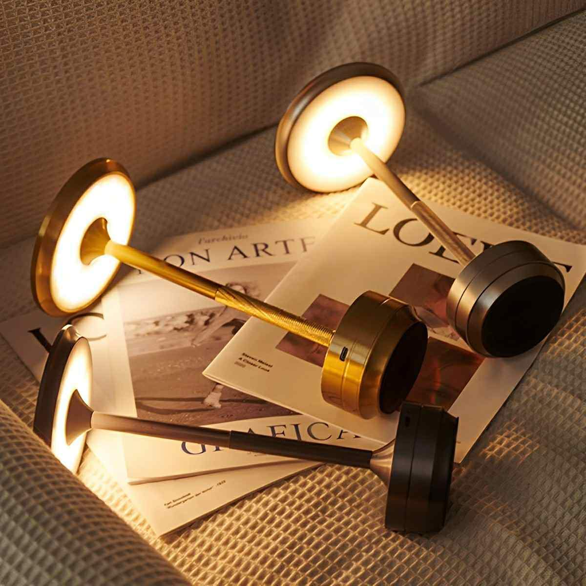 Dimmable Desk Lamp LED USB-C Rechargeable Aluminum 3 Light Modes Table Lamp Gold Silver Black Modern Workspace | Sansoti