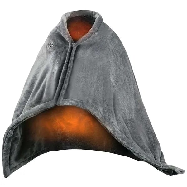Heated Wearable Blanket with Zipper and USB Connection | 8 Heating Zones Fleece Wrap 150x79cm | Sansoti