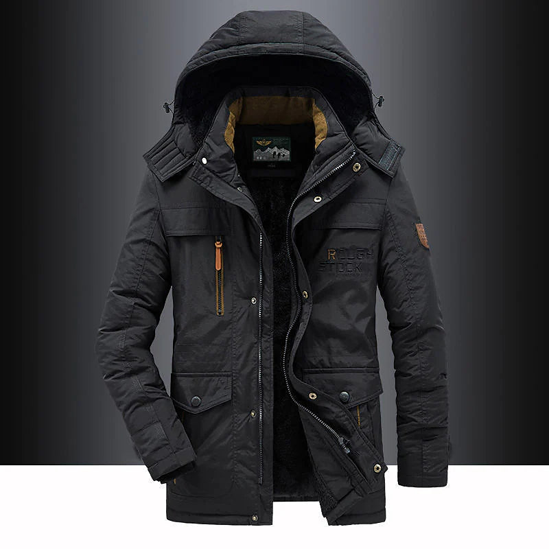 Gewatteerde Winterparka Jas – Warme Geïsoleerde Winterjas voor Heren met Capuchon en Pelzbesatz | Sansoti