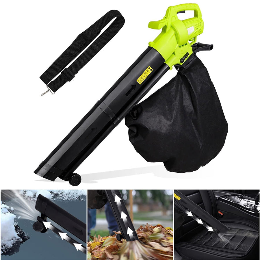 Elektrischer Laubbläser-Sauger-Häcksler 3-in-1 3000W 35L Auffangsack mit Rädern Gartengerät Laubentferner | Sansoti