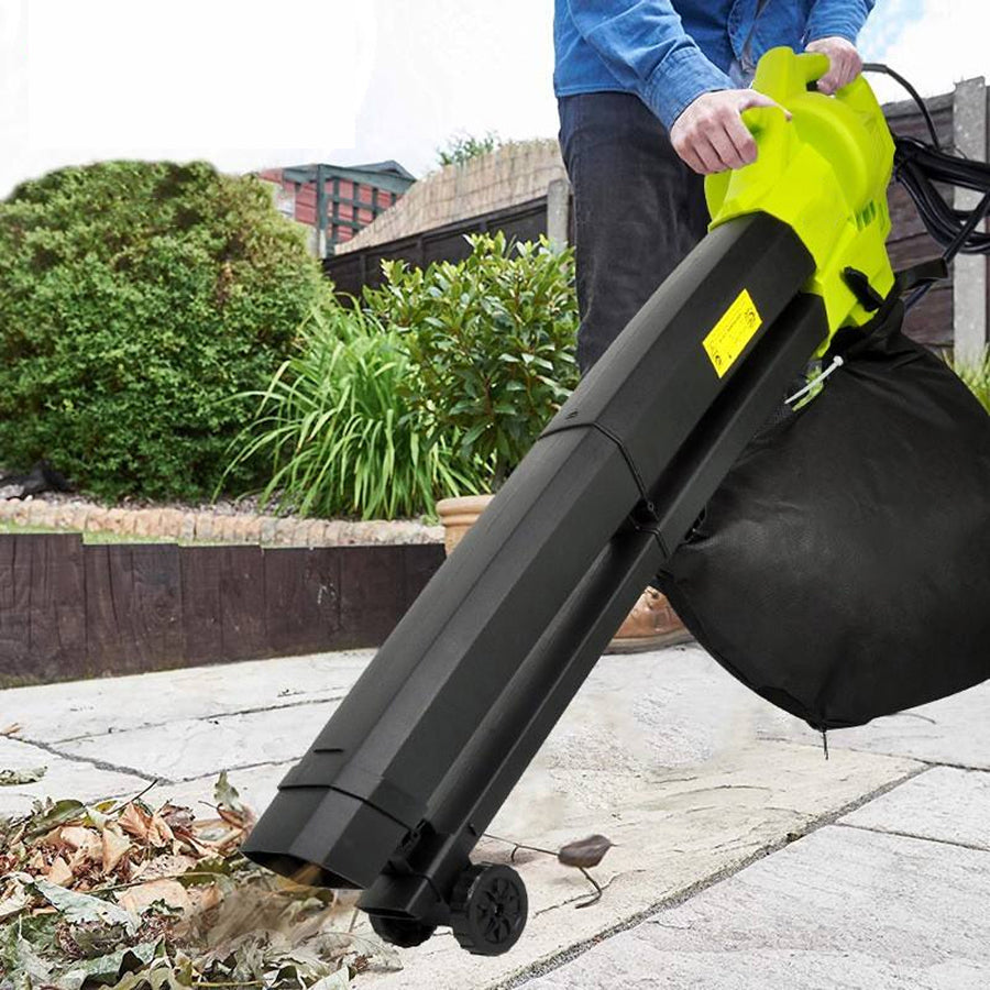 Elektrischer Laubbläser-Sauger-Häcksler 3-in-1 3000W 35L Auffangsack mit Rädern Gartengerät Laubentferner | Sansoti