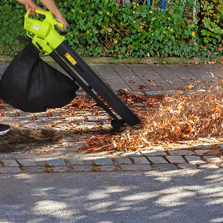 Elektrischer Laubbläser-Sauger-Häcksler 3-in-1 3000W 35L Auffangsack mit Rädern Gartengerät Laubentferner | Sansoti