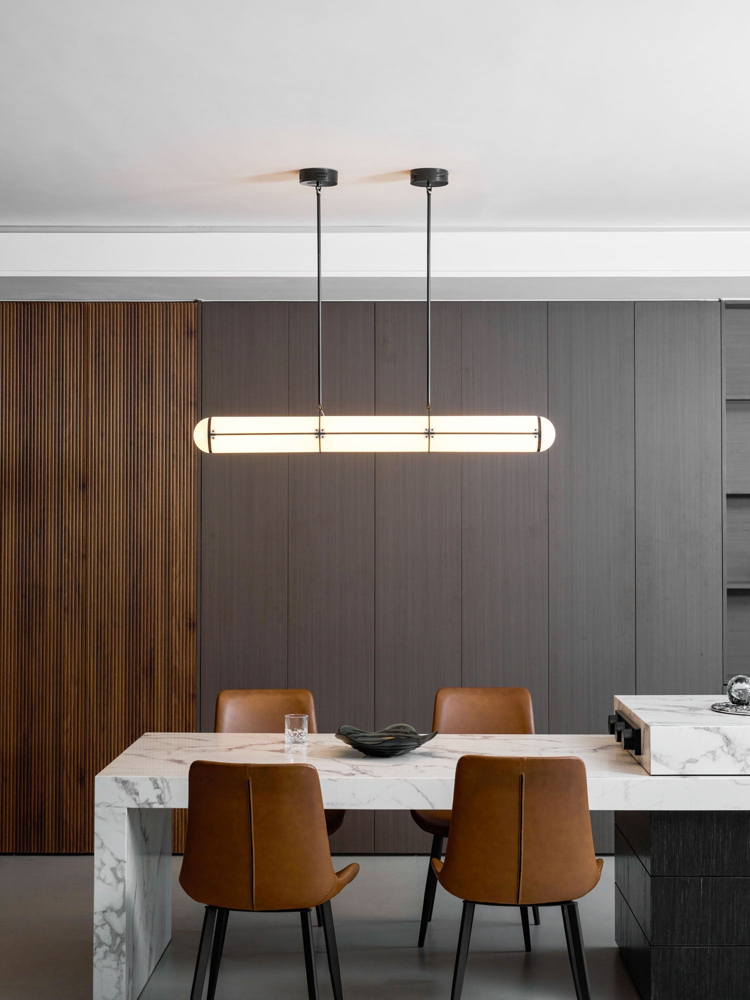 Eindloze Cilindrische Hanglamp Moderne Lineaire Verlichting voor Eettafel en Woonkamer Geïntegreerde LED Zwevende Lichtlijn Architectonische Verlichting | Sansoti