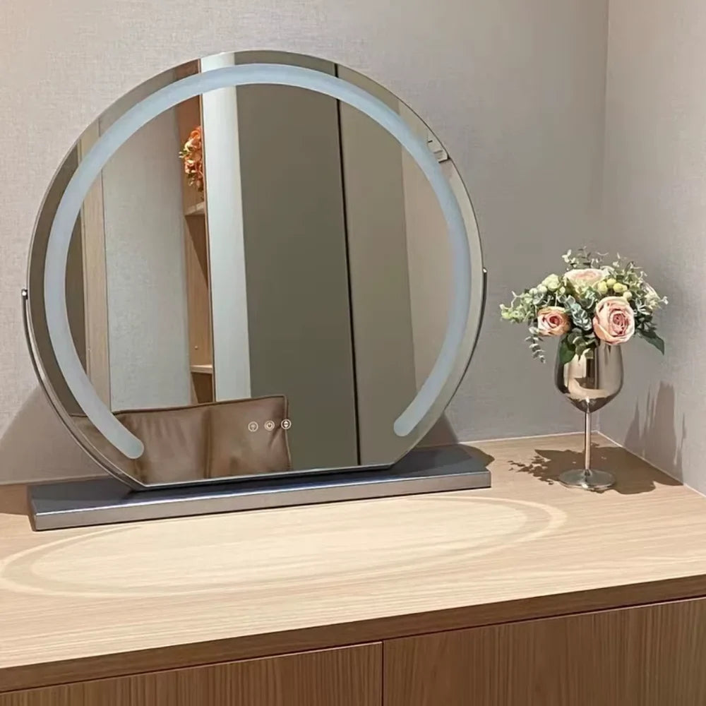 Make-up Spiegel met 15x Vergroting LED Verlichting 360° Draaibaar Touchbediening Dimbaar Bureau Kaptafel | Sansoti