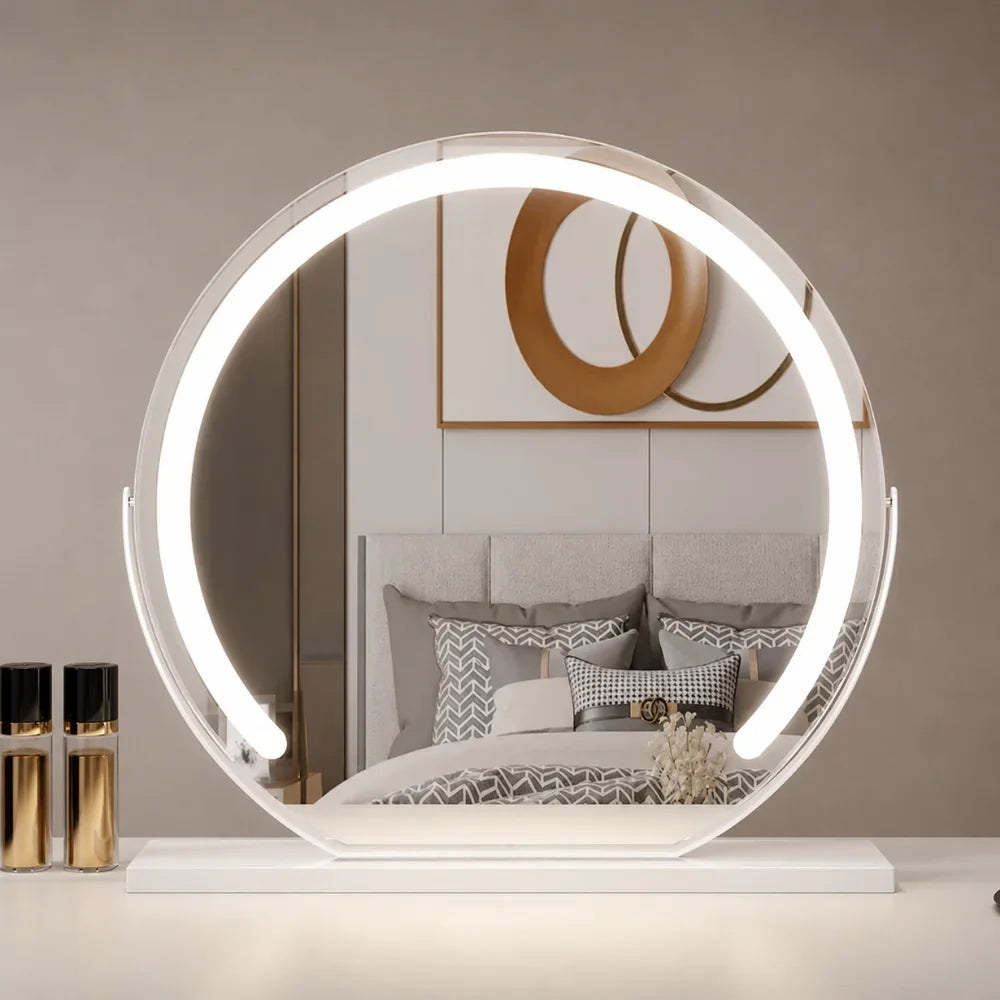 Make-up Spiegel met 15x Vergroting LED Verlichting 360° Draaibaar Touchbediening Dimbaar Bureau Kaptafel | Sansoti