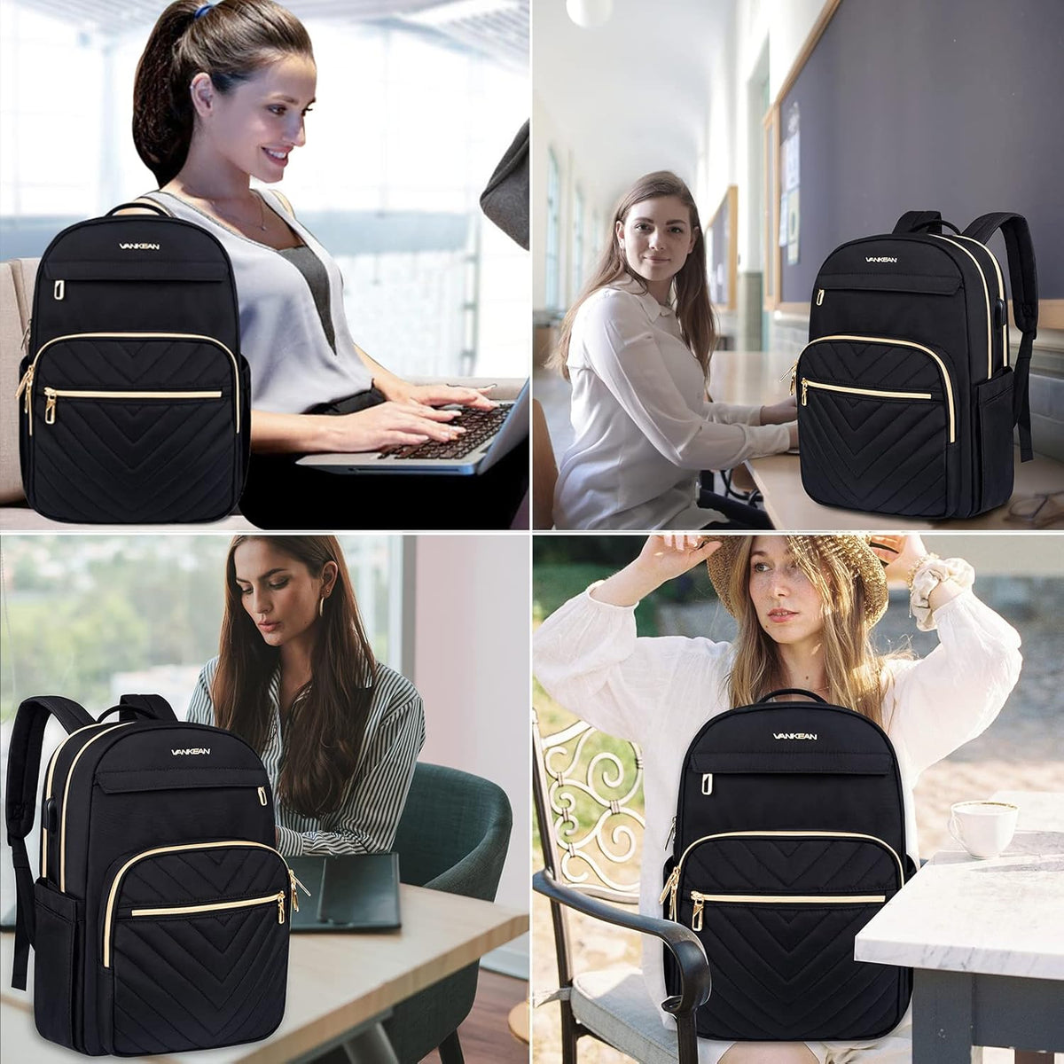 Laptoptasche mit USB-Ladeanschluss 15,6 Zoll Wasserabweisender Rucksack für Arbeit Schule Reisen Studium Alltag | Sansoti