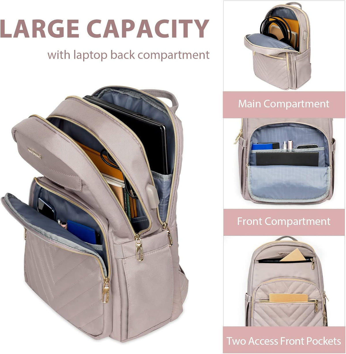 Laptoptasche mit USB-Ladeanschluss 15,6 Zoll Wasserabweisender Rucksack für Arbeit Schule Reisen Studium Alltag | Sansoti