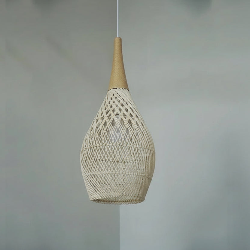 Handwoven Rattan Pendant Lamp Natural Ambient Lighting Scandinavian Design for Kitchen Living Room Dining Room | Sansoti
