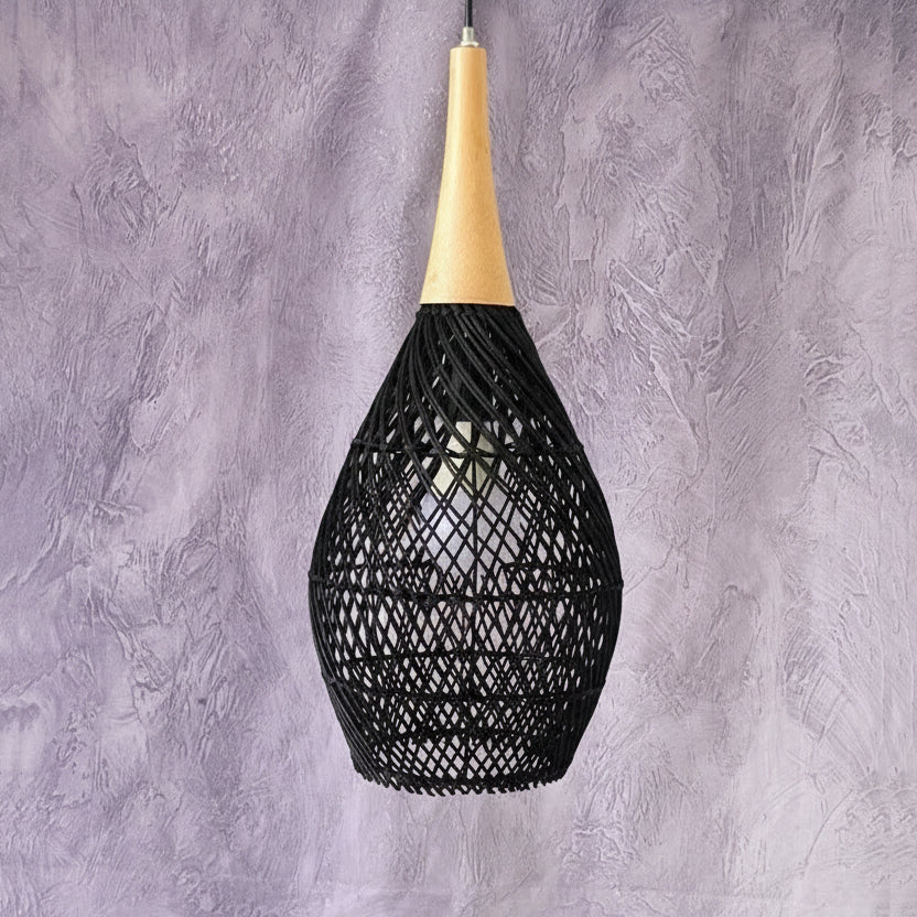 Handwoven Rattan Pendant Lamp Natural Ambient Lighting Scandinavian Design for Kitchen Living Room Dining Room | Sansoti