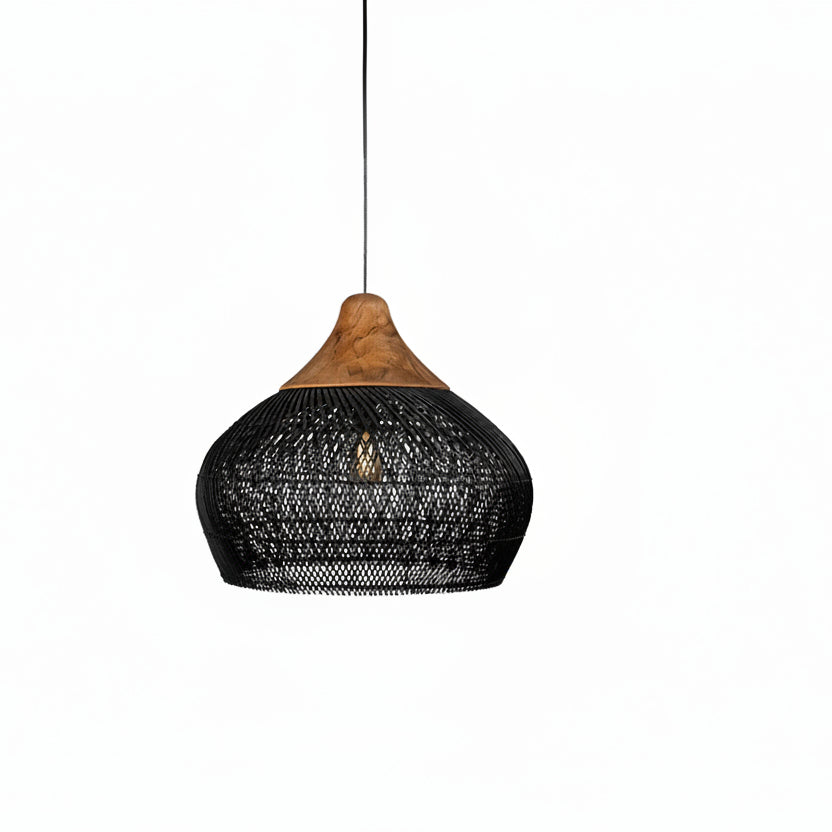 Handwoven Rattan Pendant Lamp Natural Ambient Lighting Scandinavian Design for Kitchen Living Room Dining Room | Sansoti