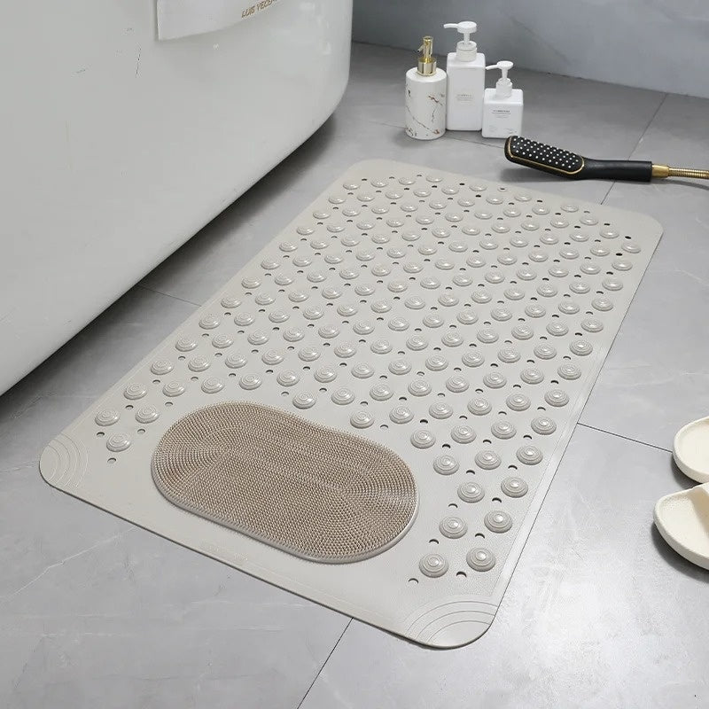 Antislip Douchmat met Voetenborstel en Zuignappen 60×90 cm Grijs Badmat | Sansoti