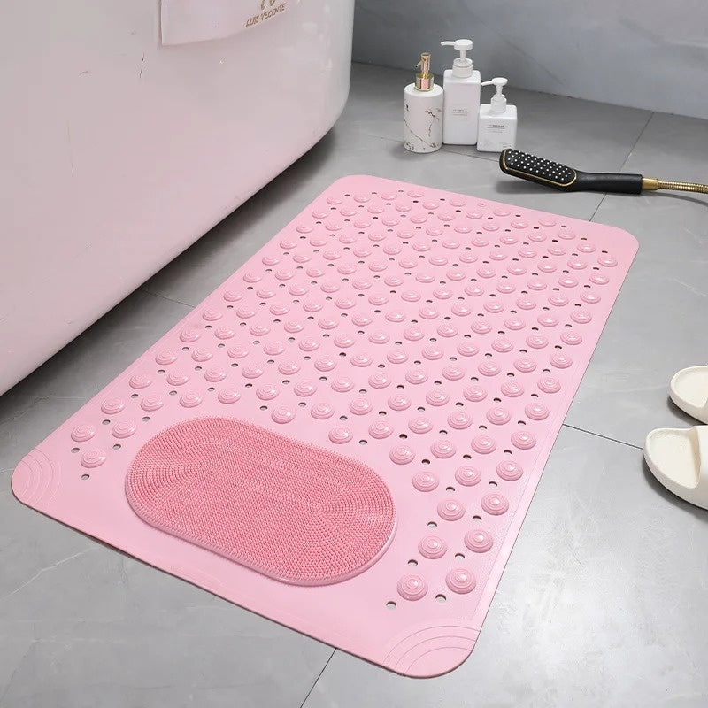 Antislip Douchmat met Voetenborstel en Zuignappen 60×90 cm Grijs Badmat | Sansoti