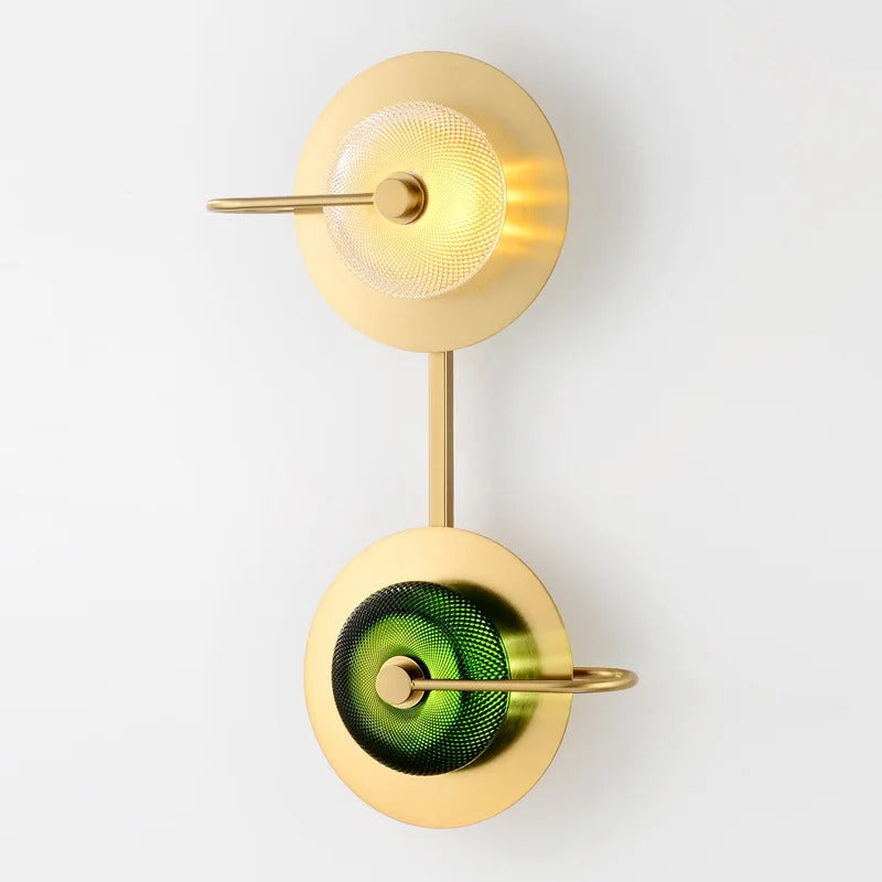 Messing Wandlamp met Glazen Kap - Modern Scandinavisch Design - Groen & Helder Glas - 2 & 3-Lichtpunt Opties | Sansoti