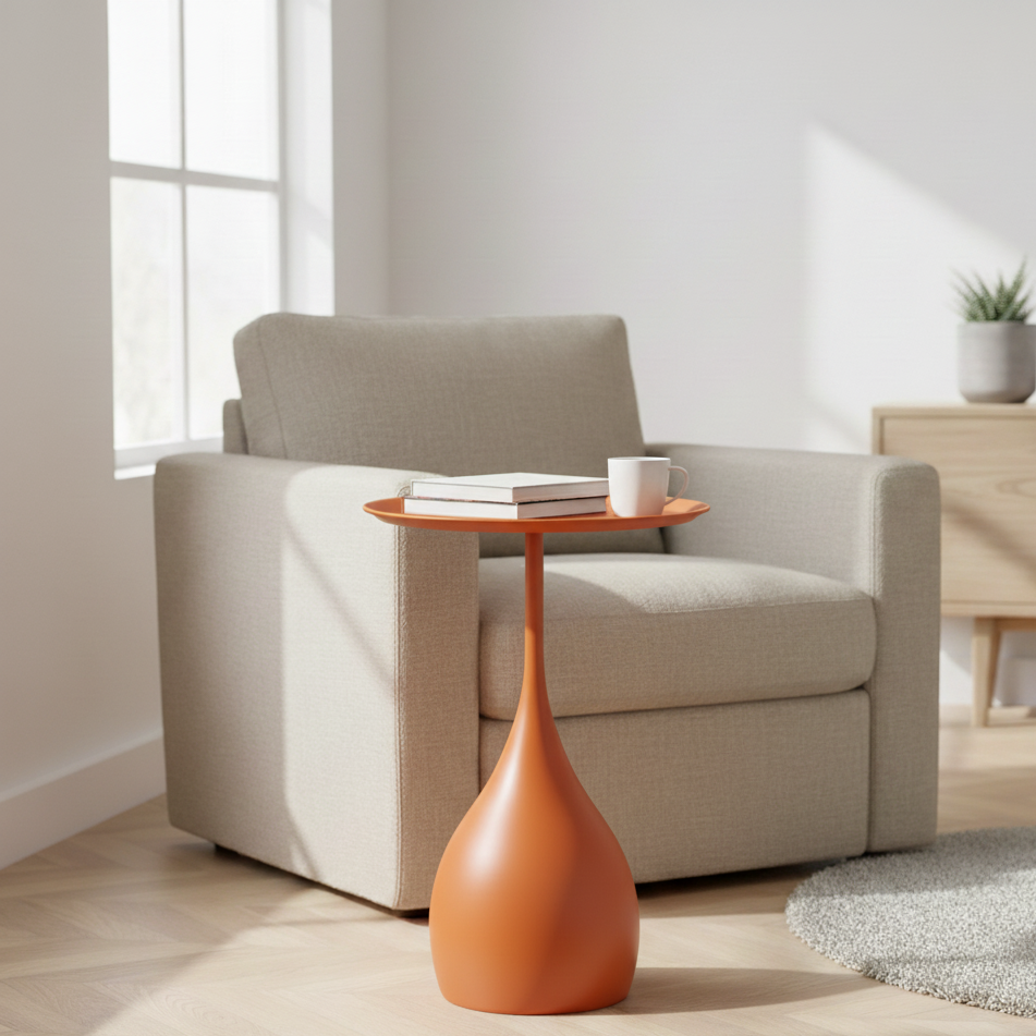Ronde Bijzettafel op Wieltjes 40cm Metaal Scandinavisch Design Banktafel Nachtkastje Woonkamer Slaapkamer | Sansoti