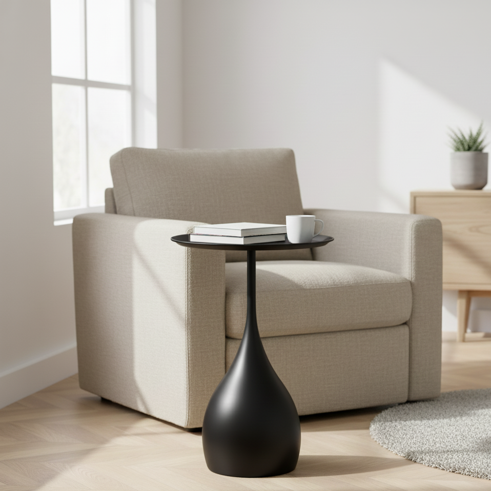 Ronde Bijzettafel op Wieltjes 40cm Metaal Scandinavisch Design Banktafel Nachtkastje Woonkamer Slaapkamer | Sansoti