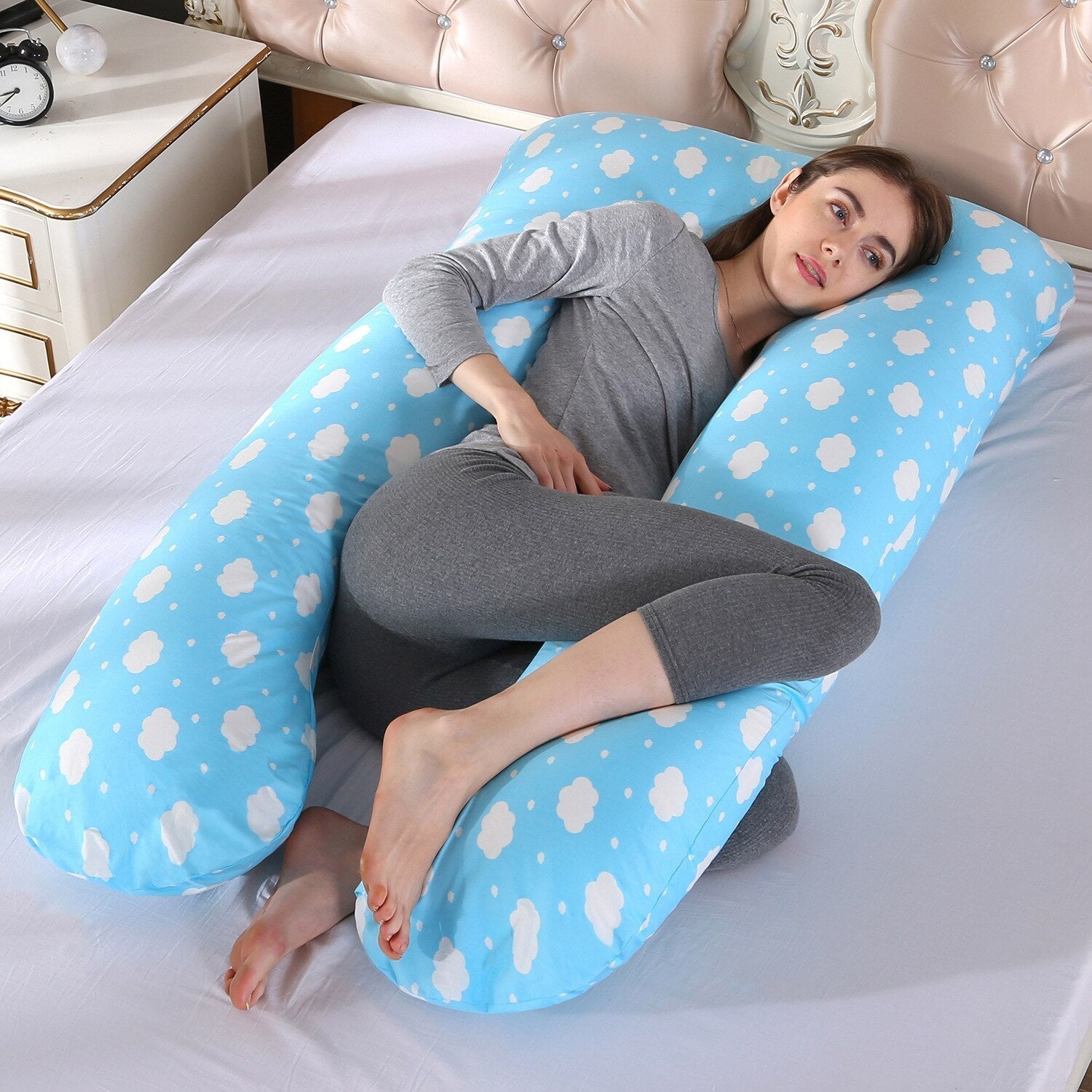 Zijligger Lichaamskussen 130x70cm Ergonomisch Zwangerschap Rugpijn Comfort Katoen Slaaphouding Ondersteuning | Sansoti